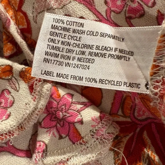 Knox Rose Vibrant Pink Coral Floral Peasant Top Boho Shirt Short Sleeve Shirt - Picture 6 of 7